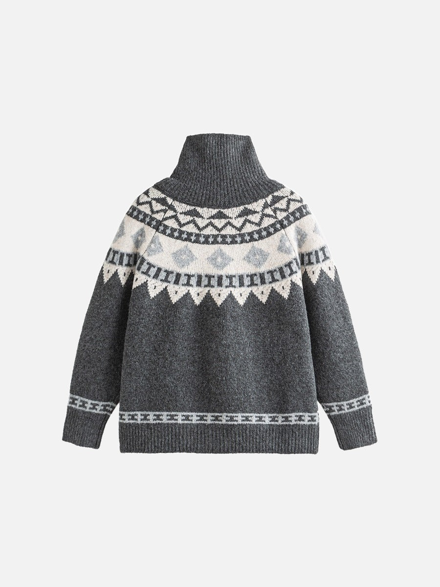 Geometric Fair Isle Knit Cardigan