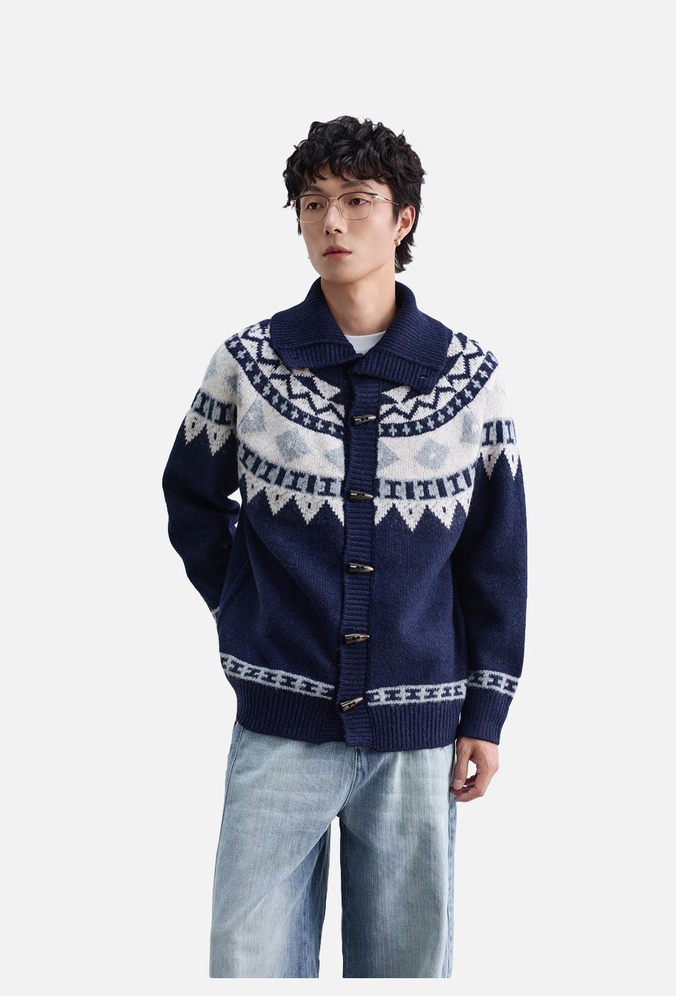 Geometric Fair Isle Knit Cardigan