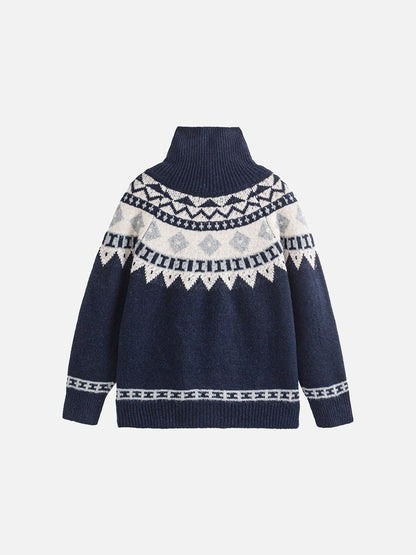 Geometric Fair Isle Knit Cardigan