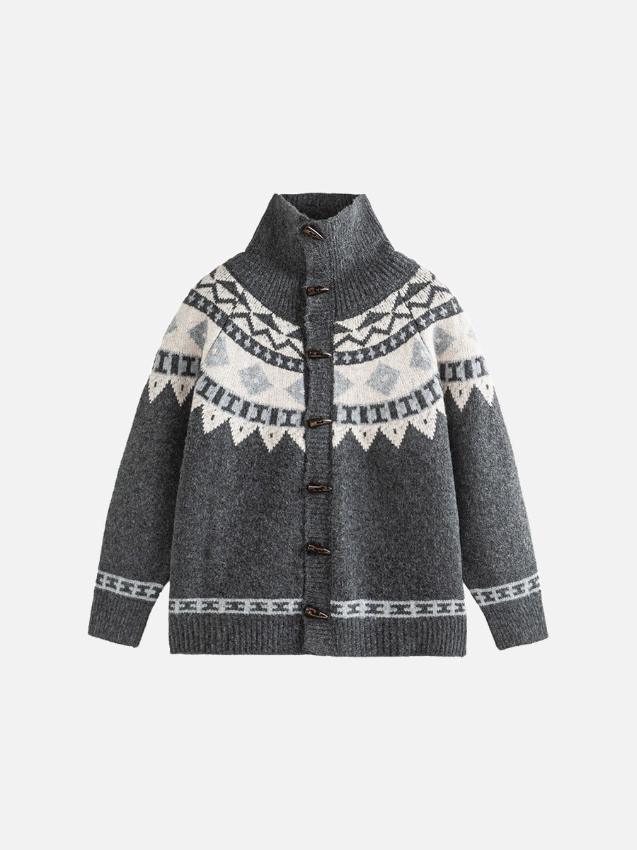 Geometric Fair Isle Knit Cardigan