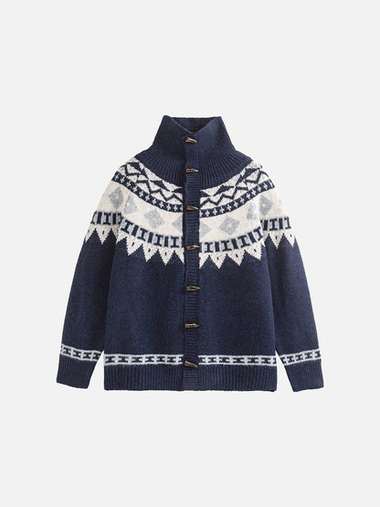 Geometric Fair Isle Knit Cardigan