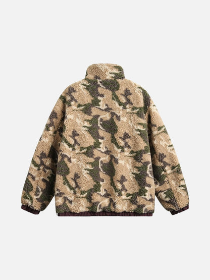 Burgundy Reversible Camouflage Fleece Jacket