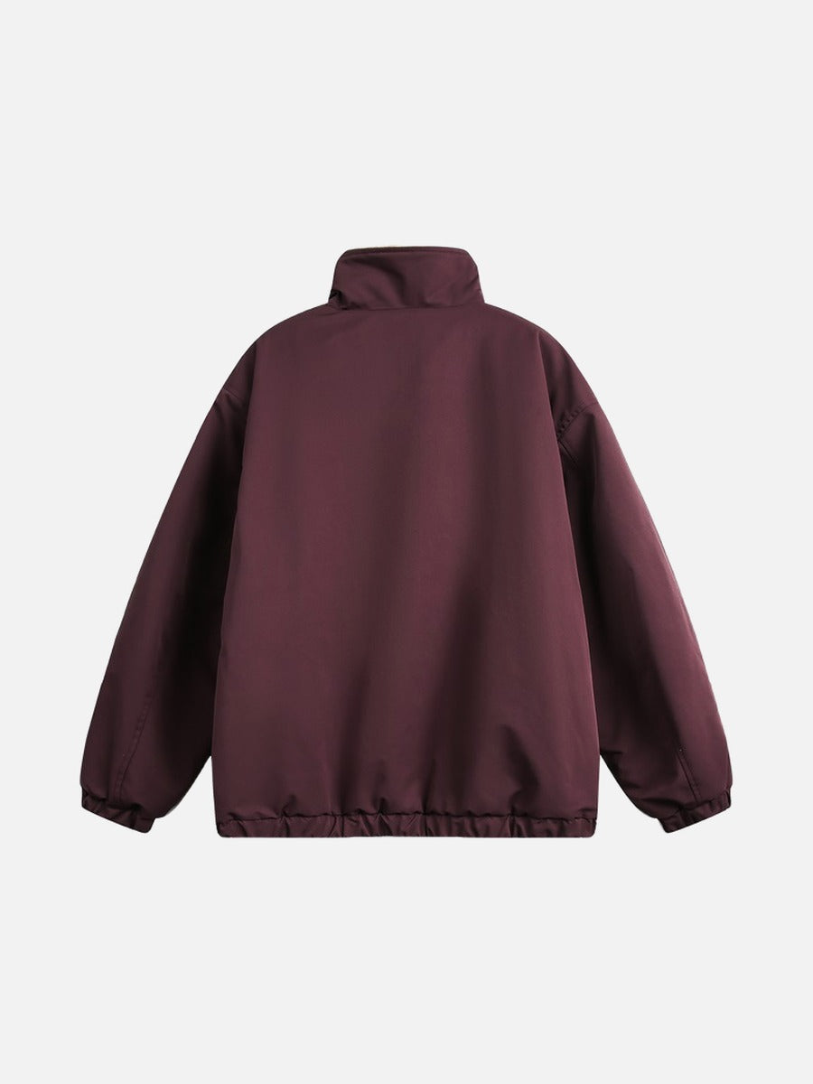 Burgundy Reversible Camouflage Fleece Jacket