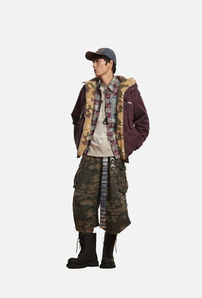 Burgundy Reversible Camouflage Fleece Jacket