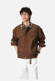 Plaid-Collared Bomber Jacket