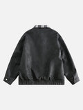 Plaid-Collared Bomber Jacket