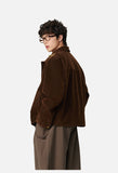 Dark Brown Corduroy Jacket with Gold Hooks