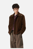 Dark Brown Corduroy Jacket with Gold Hooks