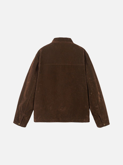 Dark Brown Corduroy Jacket with Gold Hooks