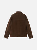 Dark Brown Corduroy Jacket with Gold Hooks