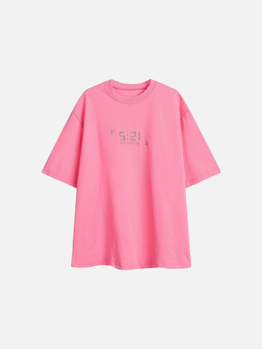 Neon Green Digital Clock Graphic T-Shirt