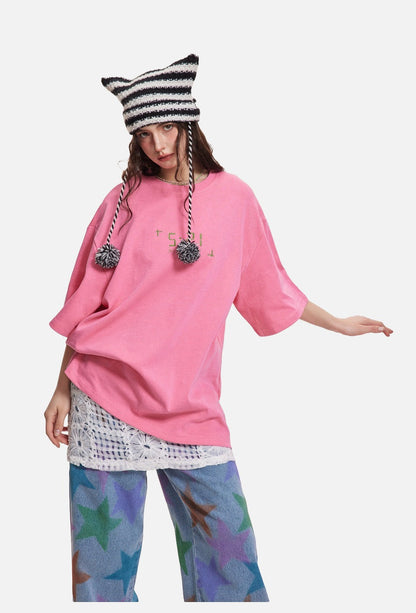 Digital Clock Graphic Oversized T-Shirt