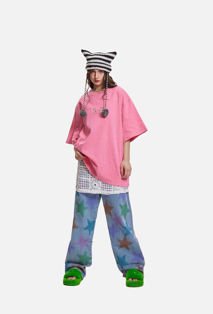 Digital Clock Graphic Oversized T-Shirt