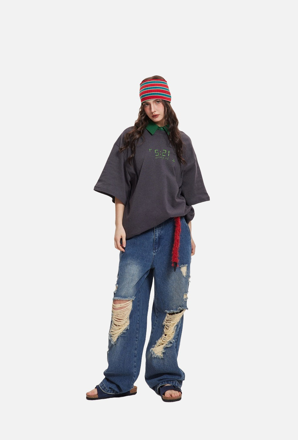 Digital Clock Graphic Oversized T-Shirt