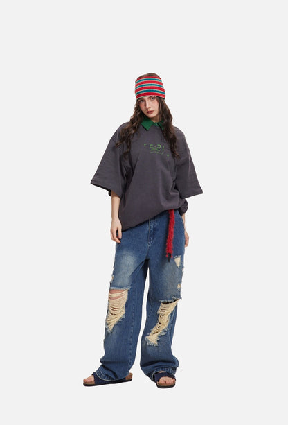 Digital Clock Graphic Oversized T-Shirt