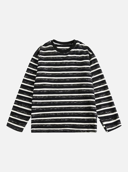 Textured Horizontal Stripes Long-Sleeve Top