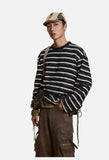 Textured Horizontal Stripes Long-Sleeve Top