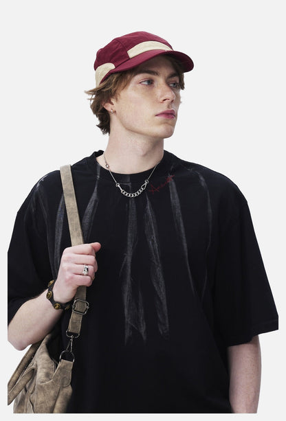 Brushstroke Print Oversized T-Shirt