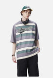 Rusty Red Striped Script Oversized T-Shirt