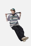 Rusty Red Striped Script Oversized T-Shirt