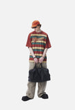 Rusty Red Striped Script Oversized T-Shirt