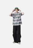 Rusty Red Striped Script Oversized T-Shirt