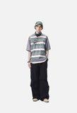 Rusty Red Striped Script Oversized T-Shirt