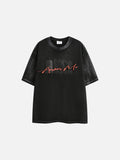 Distressed 'ANM' Graphic Oversized T-Shirt