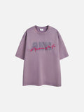 Distressed 'ANM' Graphic Oversized T-Shirt