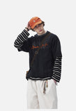 Distressed 'ANM' Graphic Oversized T-Shirt