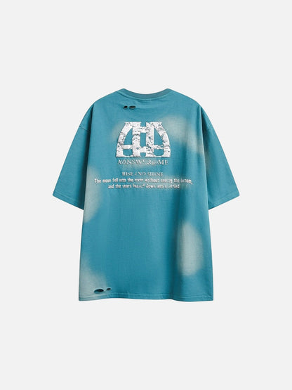 Distressed Cloud Graphic Oversized Tee