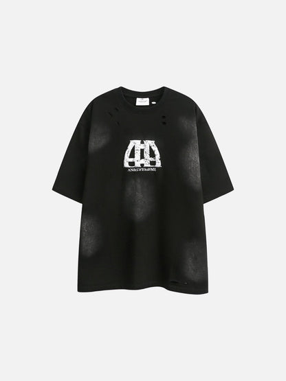 Distressed Cloud Graphic Oversized Tee