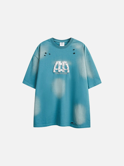 Distressed Cloud Graphic Oversized Tee