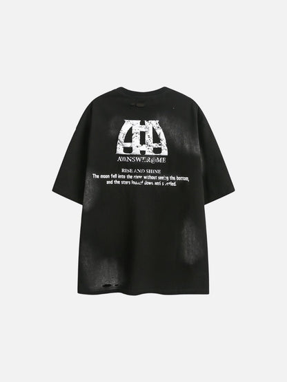 Distressed Cloud Graphic Oversized Tee