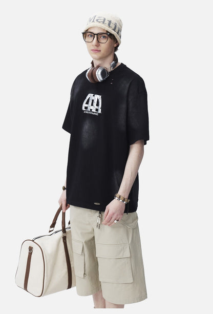 Distressed Cloud Graphic Oversized Tee