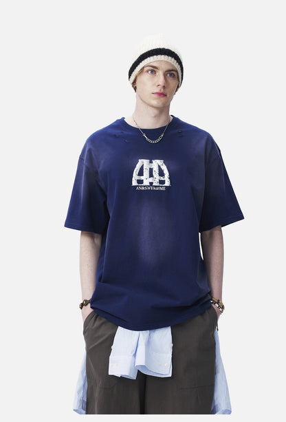 Distressed Cloud Graphic Oversized Tee