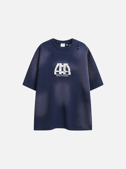 Distressed Cloud Graphic Oversized Tee