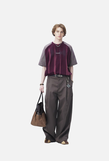 Textured Vertical Stripe Raglan T-Shirt