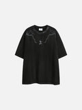 Vertical Ribbed Abstract Graphic T-Shirt