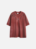 Vertical Ribbed Abstract Graphic T-Shirt