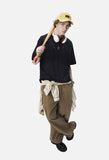 Vertical Ribbed Abstract Graphic T-Shirt