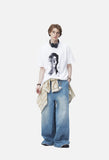 Distorted Face Graphic Oversized T-Shirt