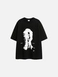 Distorted Face Graphic Oversized T-Shirt