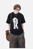 Distorted Face Graphic Oversized T-Shirt