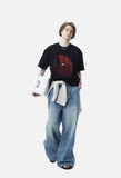 Circular Red Text Graphic T-Shirt