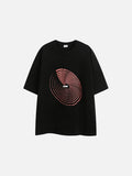 Circular Red Text Graphic T-Shirt