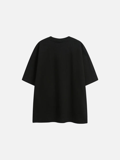 Circular Red Text Graphic T-Shirt