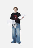 Circular Red Text Graphic T-Shirt