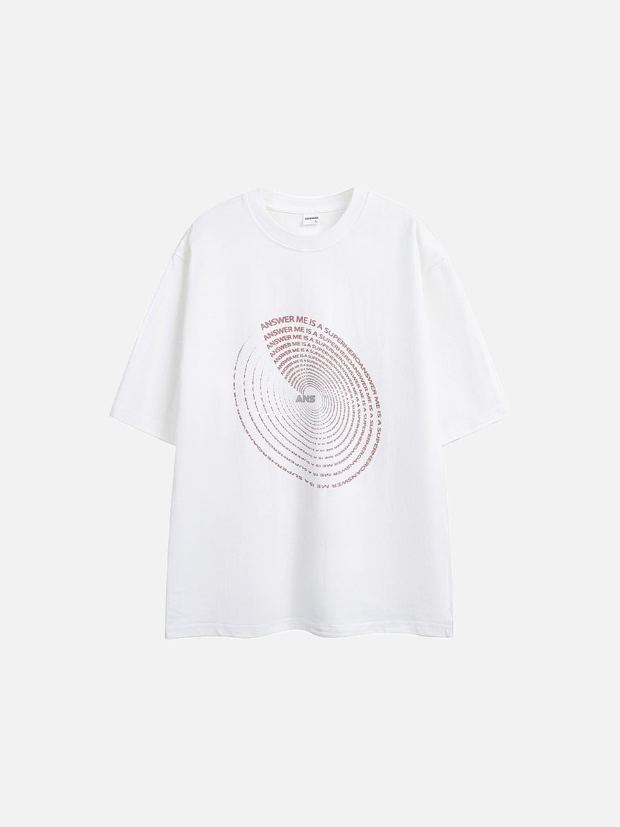 Circular Red Text Graphic T-Shirt