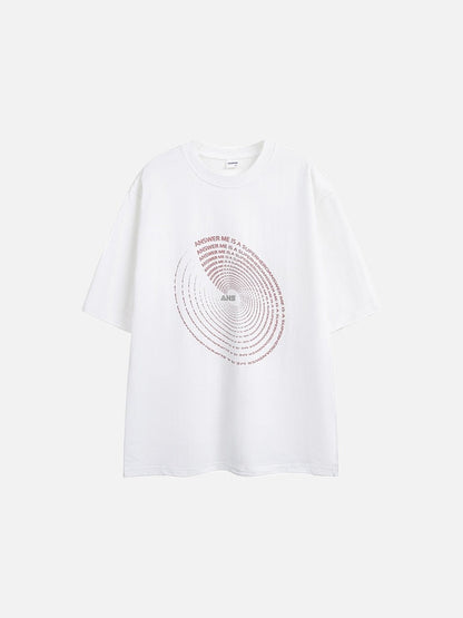 Circular Red Text Graphic T-Shirt